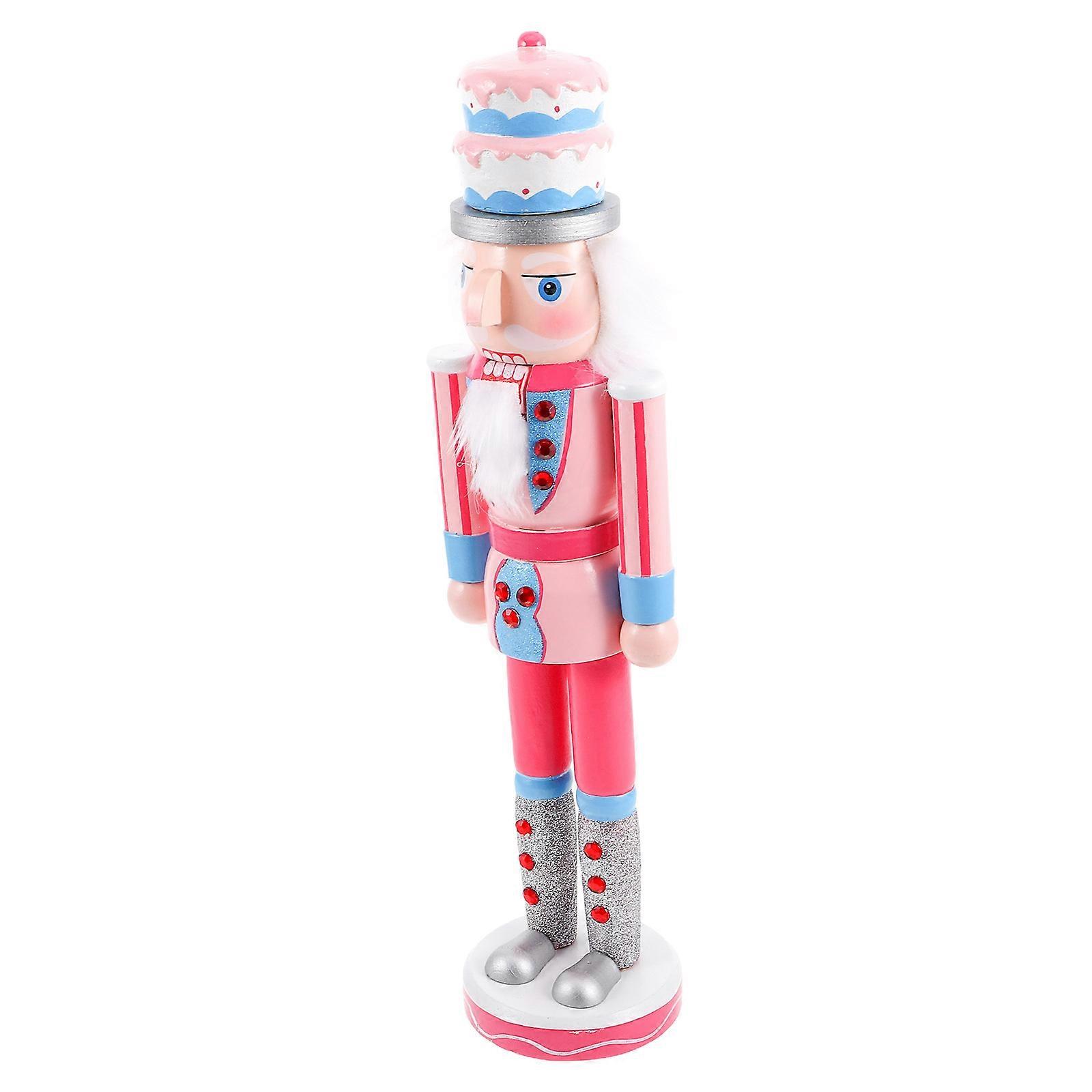 Christmas Nutcracker Puppet for Decor Rosy Wooden Ornament