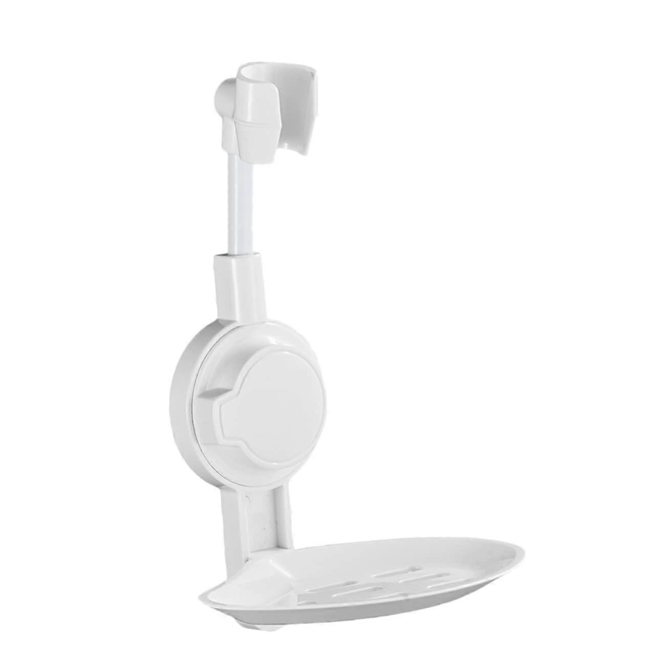 Shower Holder Bracket Adjustable Wall Mount for Shower Head and Hose, White Plastic Shower Sprayer Support Bracket