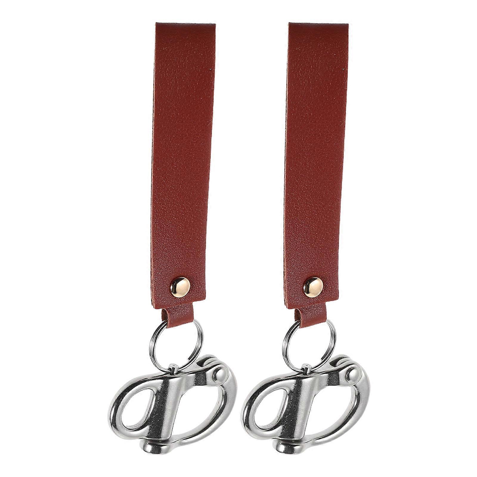 Carabiner Heavy Duty Locking Quick Release Shackle With Handle Firefighter Accessories Secure Connection 16.00X5.00X1.20CM Brown 2Pcs