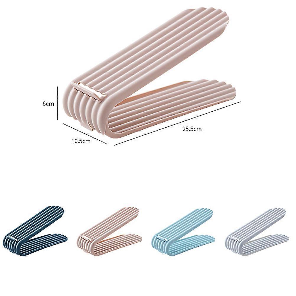 Pink Footwear Storage Rack Double Layer Shoe Holder Stand for 4Pcs