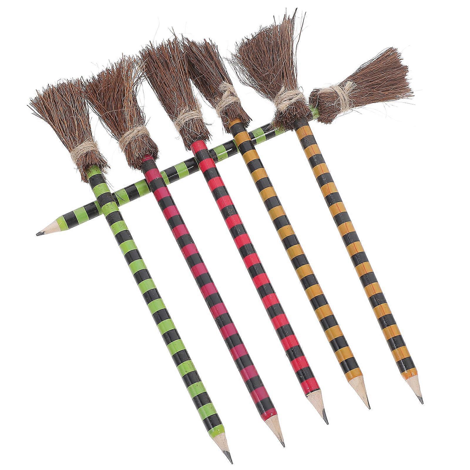 Witch Broom Pencils Halloween Pencils for Decoration 12Pcs Pack
