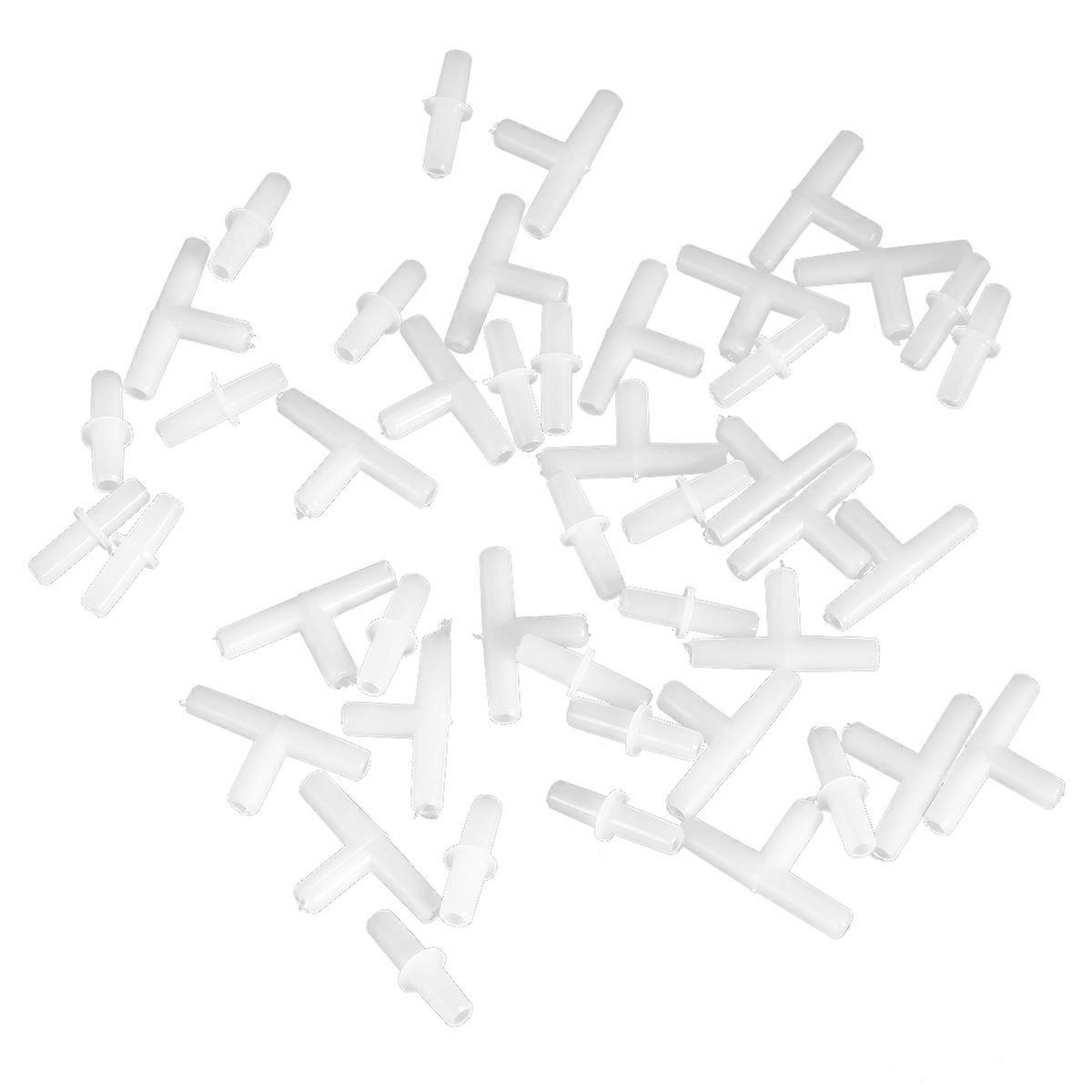 Connector For Aquarium Mending Air Hose 160 Pcs Plastic Inline Tubing Straight Tee Joint Shape White