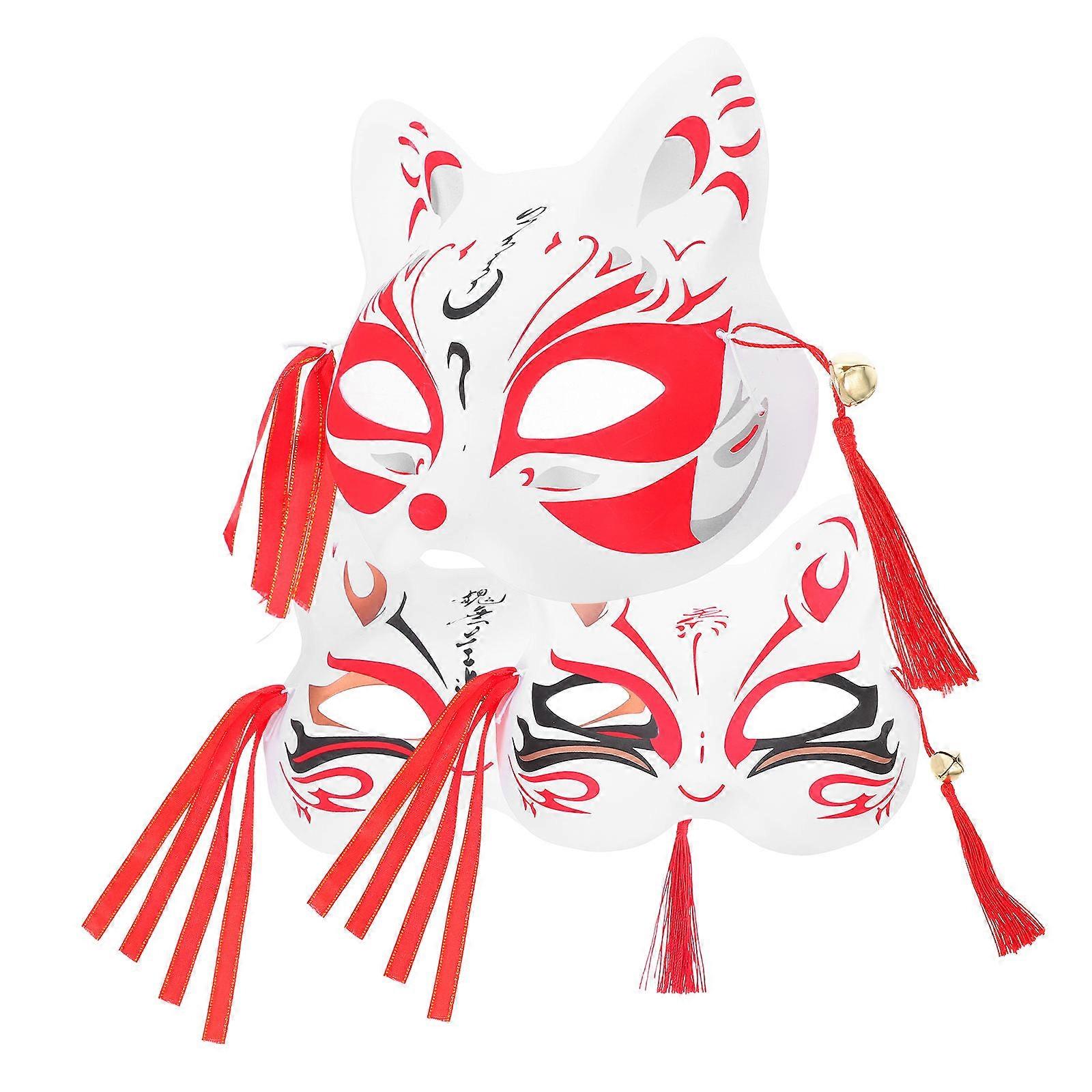 Decorative Cosplay Cat Mask Half Face for Party 6Pcs Red Set
