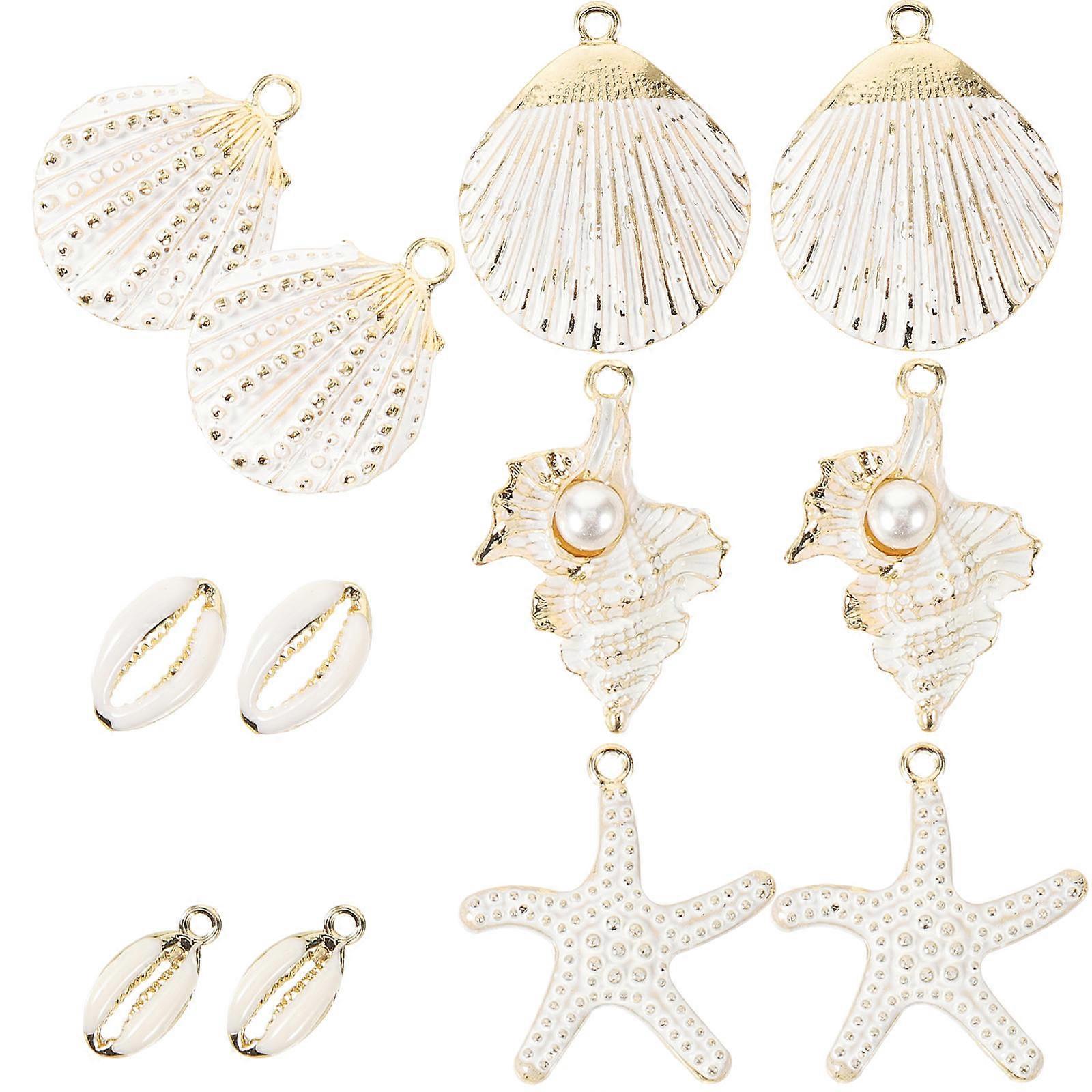 Jewelry Making Shell Charms with 5Sets Sea Star Pendants for Handmade Use