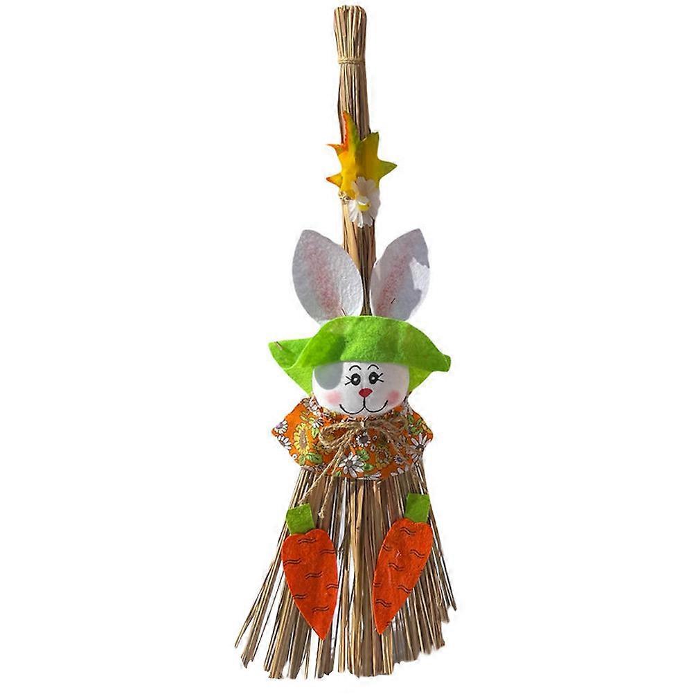 Bunny Figurine Rabbit Shape Home Decor Spring Straw Material Decoration 1Set