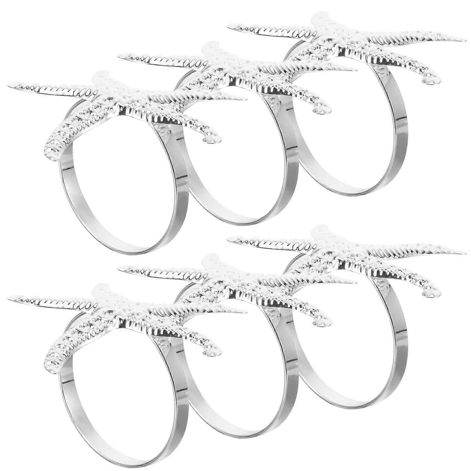 Lot de 6 boucles de serviette argentées pour porte-serviettes, design tendance fait main