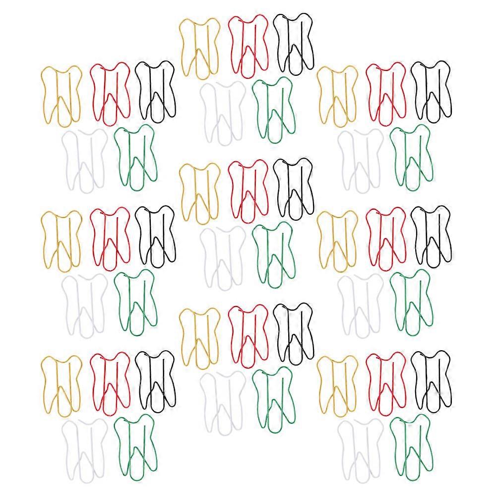 Unique Tooth Shaped Paperclips Metal Construction Office Work Study Everyday Use 60Pcs