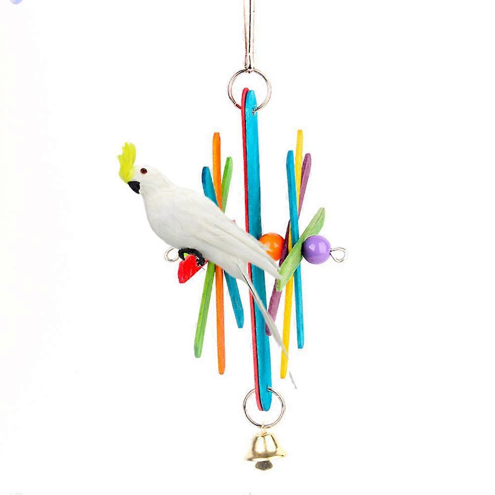 Hanging Parrot Toys Colorful Block Bite String for Playing 2Pcs