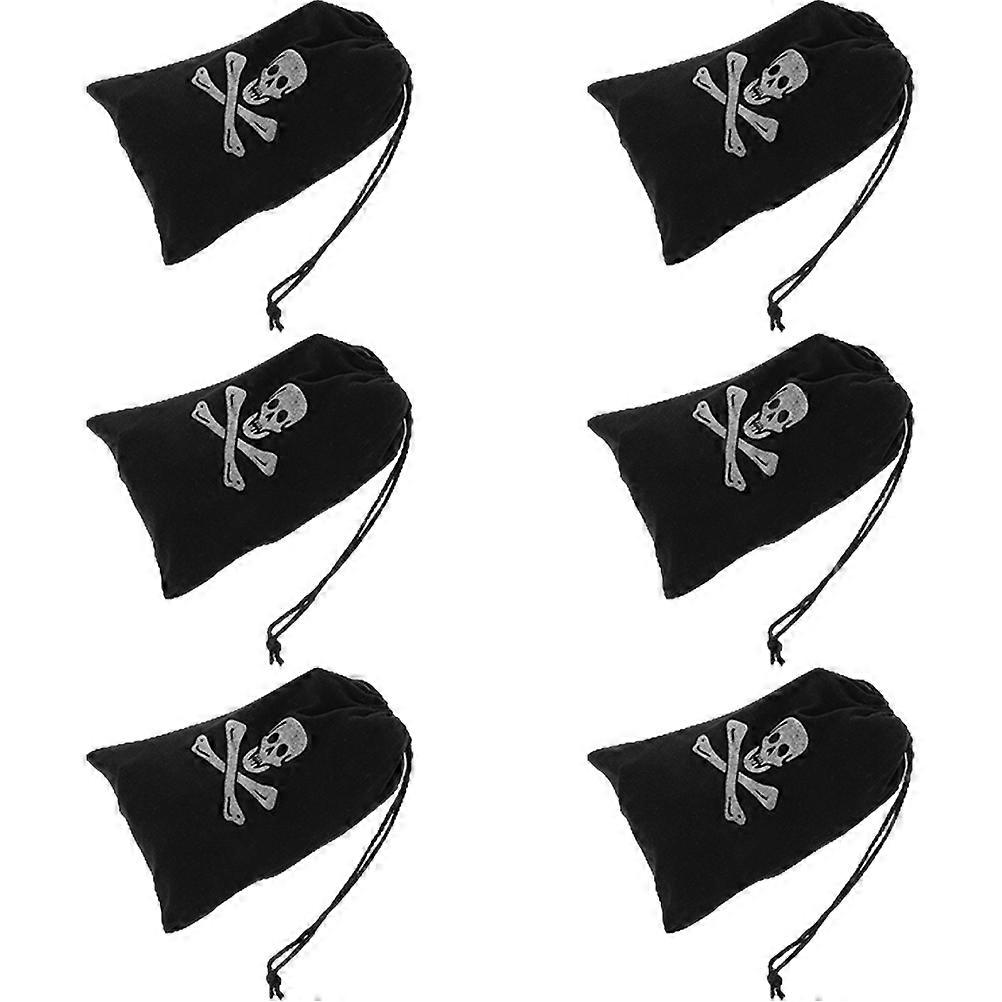 Black Halloween Candy Pouches for Party 12Pcs Polyester Drawstring Bags