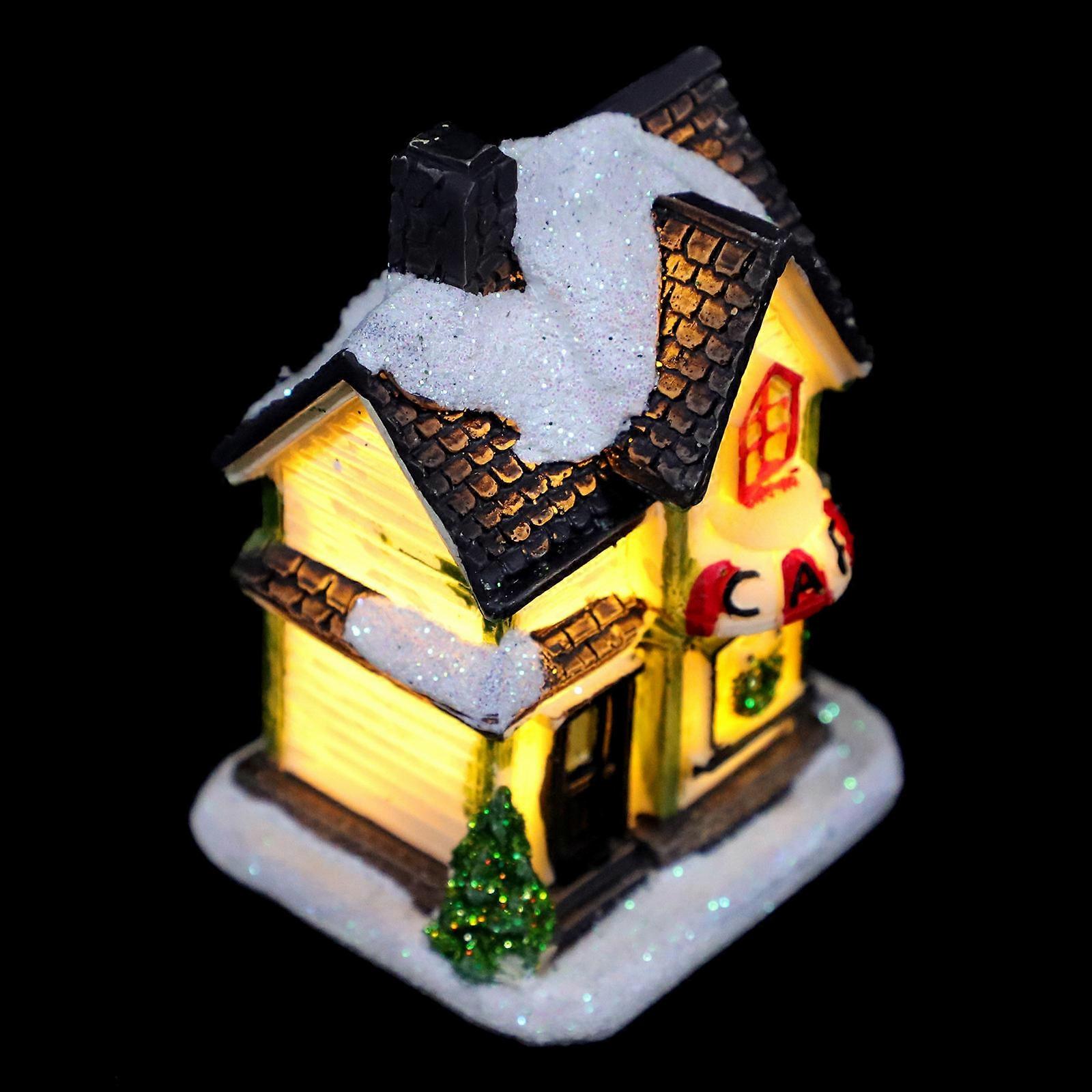 Resin Mini Christmas House Decor for Desktop with 7Pcs Gift