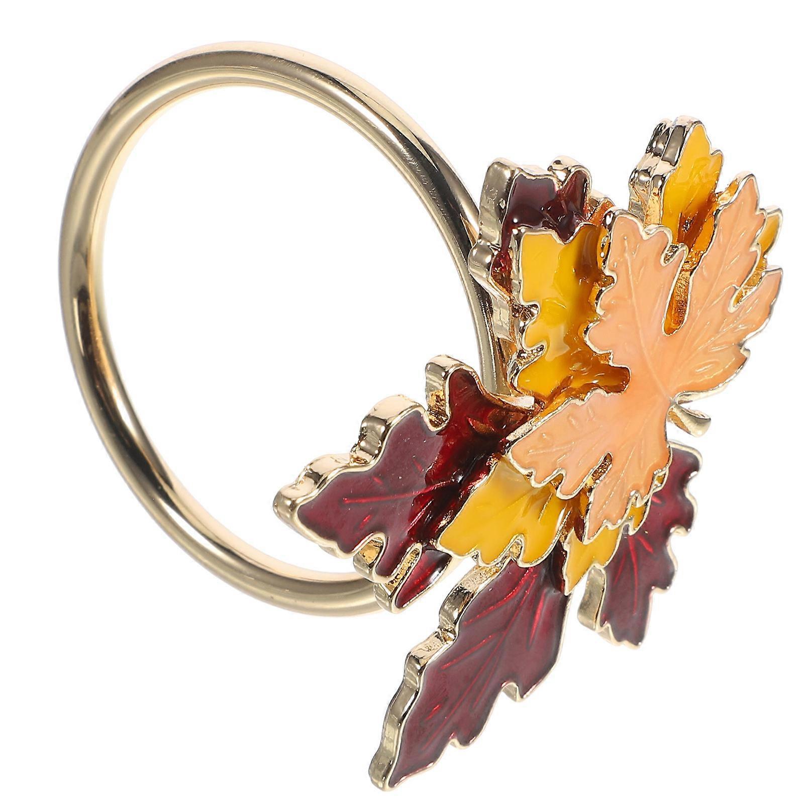 Maple Leaf Napkin Rings Metal Napkin Ring for Dining Table 5Pcs Multi Color