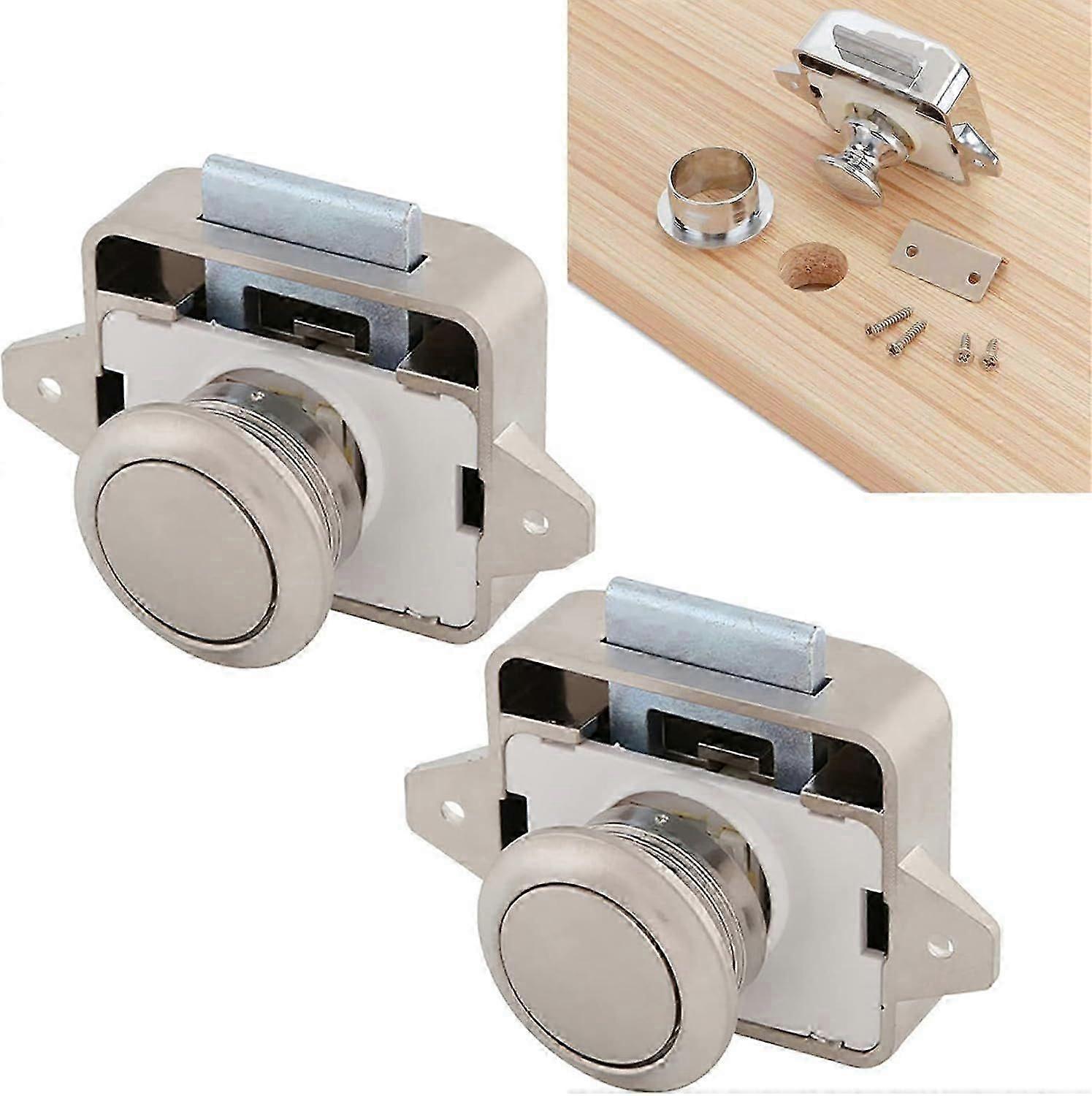 2025 Latest Model  2 Pieces Furniture Door Lock Push Button Latch Cabinet Lock Push Button Cupboard