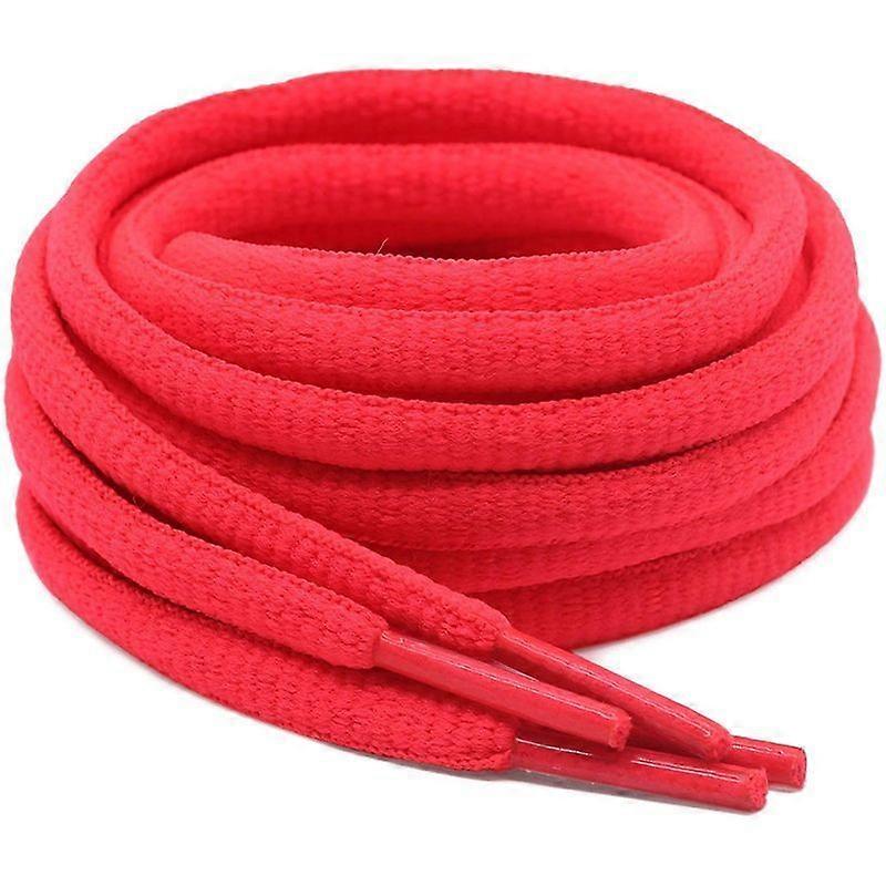 Minglan 2Pair Oval Shoes laces Half Round Athletic Sport/Running Shoe Strings, Red, 80cm