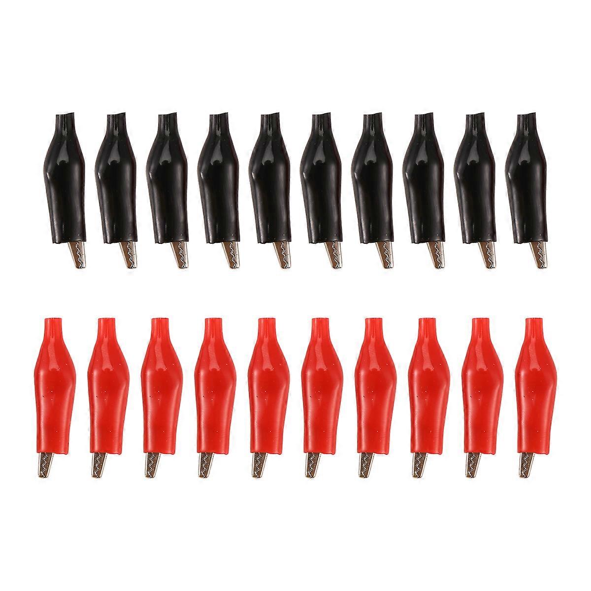 20 Pcs Black Red Soft Plastic Coated Testing Probe Alligator Test Clip