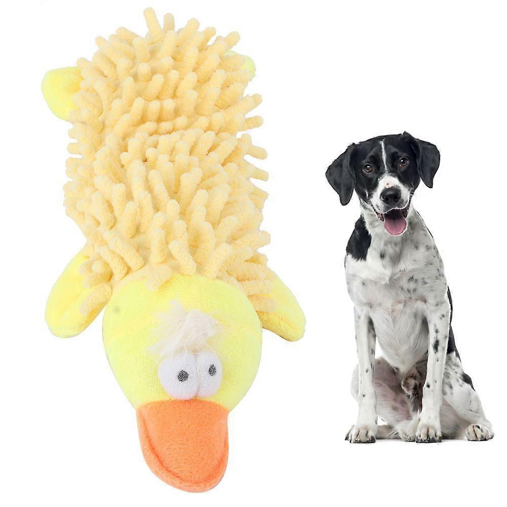 Pet Cat Small Dog Plush Toy Cute Animal Shape with Sound Device for Molar Teeth Playing Bitingyellow duck