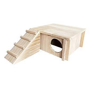 Hamsterhus Trähus Utomhusplattform Habitat för glada hamstrar och andra husdjur Sover och leker Igelkott Råtta Möss
