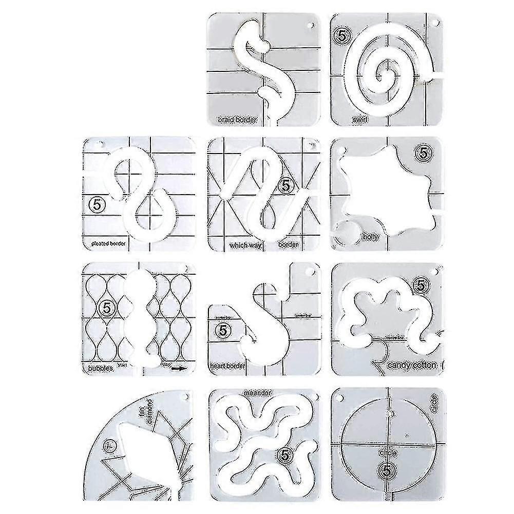 11 stk fri-motion quilting mal set-sy linjal &klar merke akryl linjal & stryke linjal for
