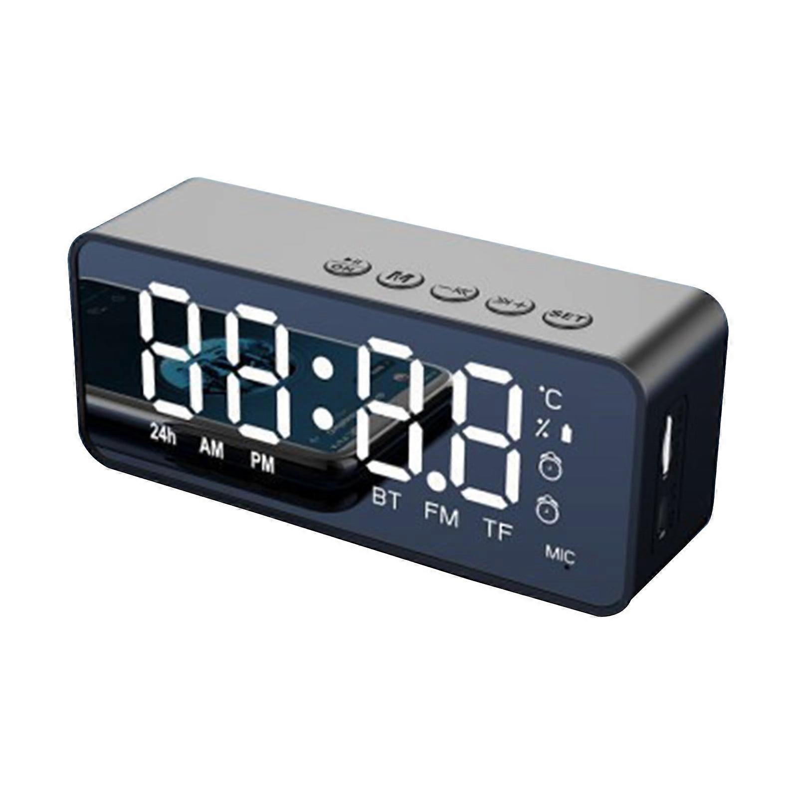 Jacenvly Digital Clock with Bluetooth Speaker, Dual Alarms, LED Mirror Display, V5.0, TF Card, compatible with Christmas & New Year Decorations