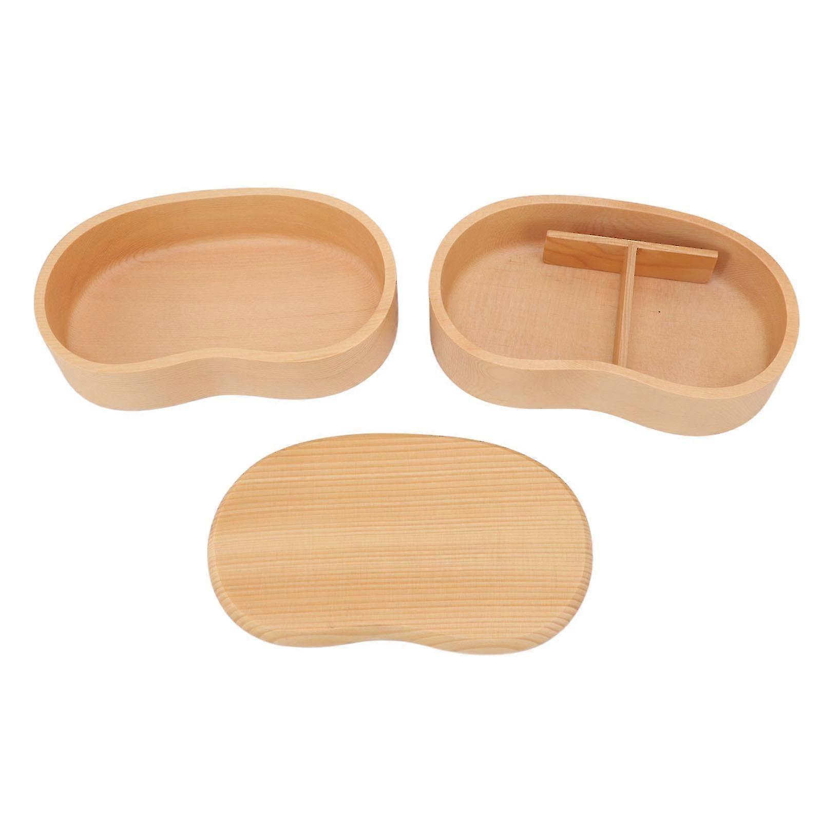25-26 Bento Box Double Deck Wood Japanese Lunch Containers with Removable Partition for Students Office Workers