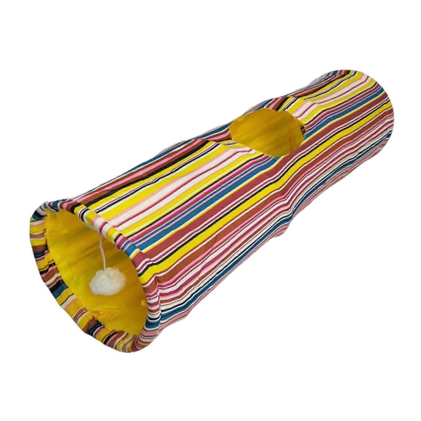 Cat Tunnel Tube ScratchResistant Portable Kitten Interactive Toy Yellow