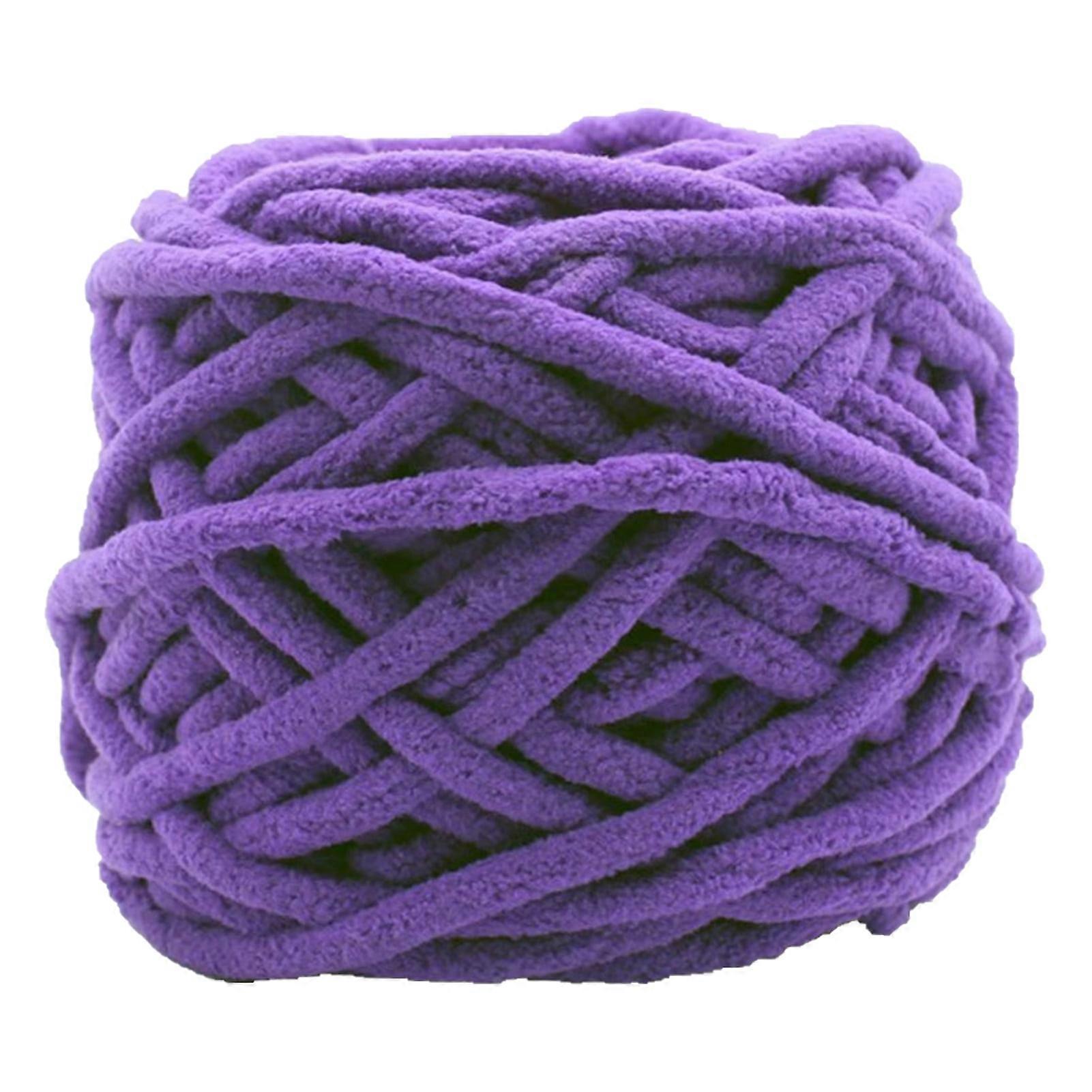 Farfi 1 Roll 32M Yarn Soft Wide Usage Polyester Hand Woven DIY Craft Crochet Yarn for Patchwork (Purple)