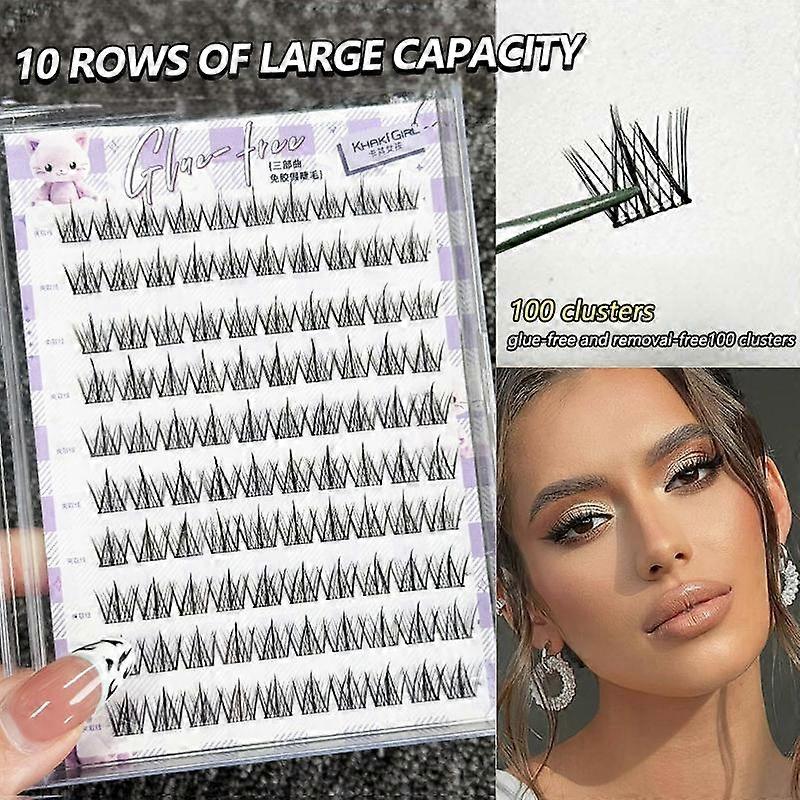 Three-Part Glue-Free False Eyelashes Set, Reusable Fiber Lashes, Easy Application, Natural Look, Perfect for Daily Wear & Special Occasions