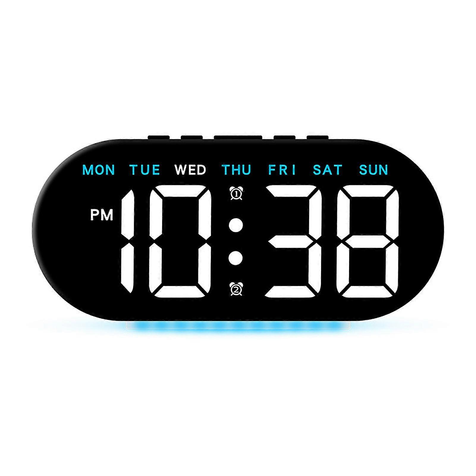 Jikaixiang LED Alarm Clock with Large Screen Easy-to-Read Temperature Display Dimming 12/24h Bedroom Desk Clock
