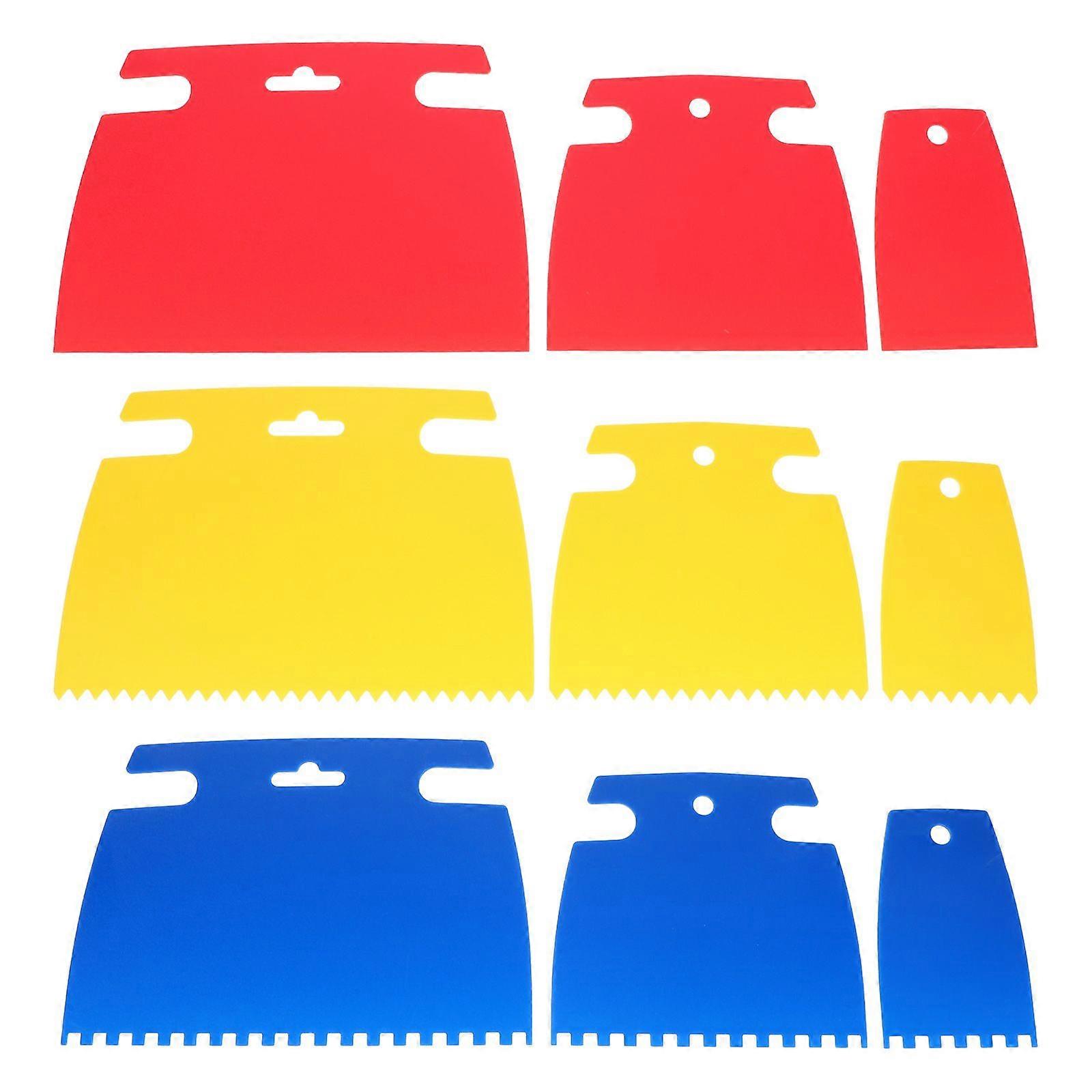 9pcs Plastic Paint Scraper - Artistic DIY Scraper with Flat Fine and Serrated Edges for Art Projects Plaster Oil Painting Graffiti Pottery and Paint R