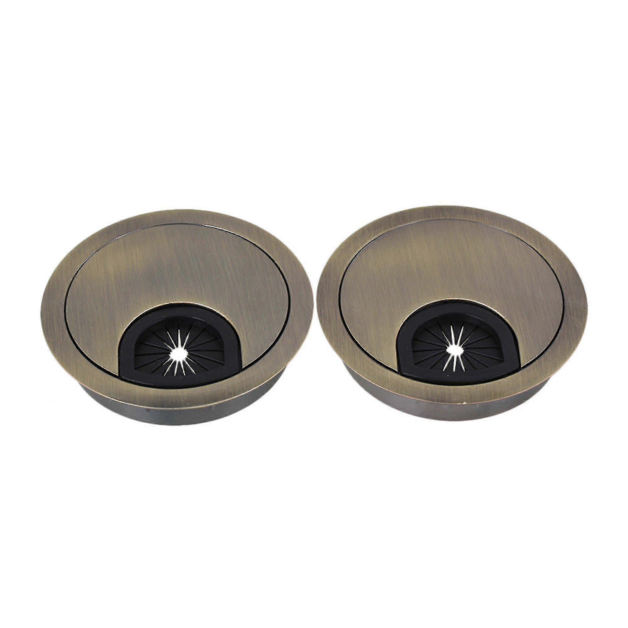25-26 2 Pieces Bronze 60mm Computer Desk Grommet Table Scuff Tidy Wire Hole Cover