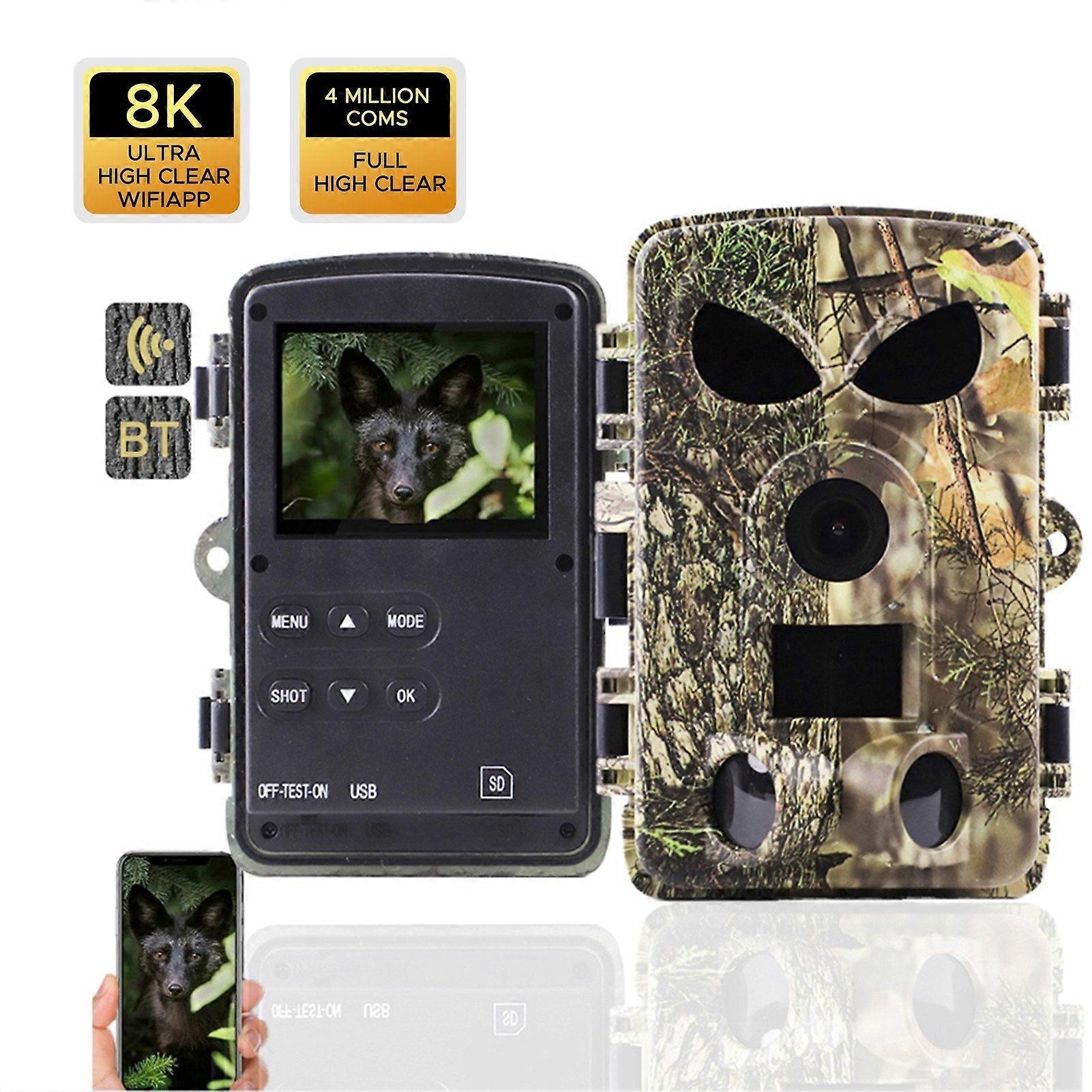 Trail Camera 8k Wildlife Camera With Bt Gps Wifi App Night Vision Camera Waterproof 60mp Photos Fast Trigger Hunting Camera