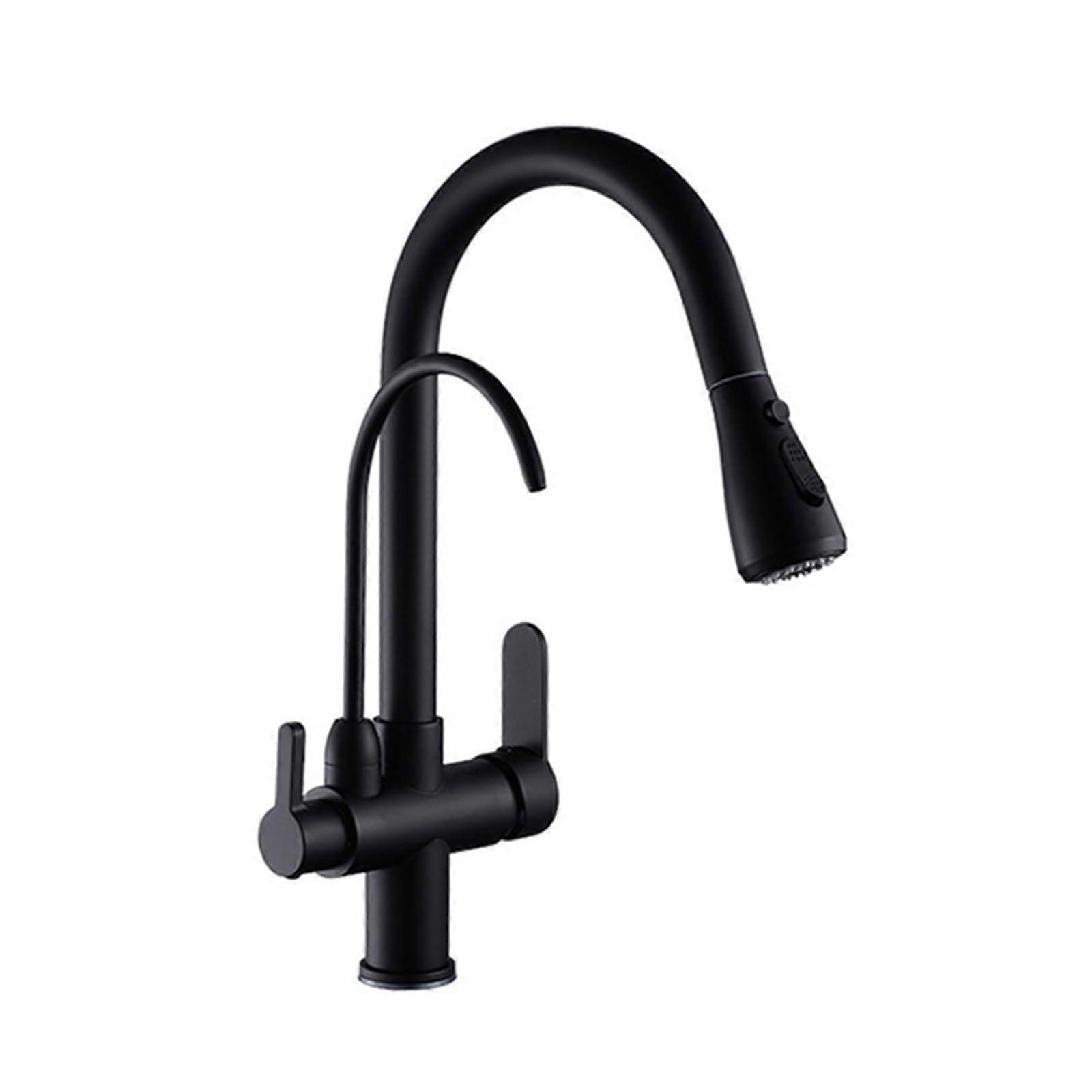 PullDown Kitchen Faucet 360 Degree Rotation Water Filter Easy Installation Flexible Sprayer Nero Black Modern Design