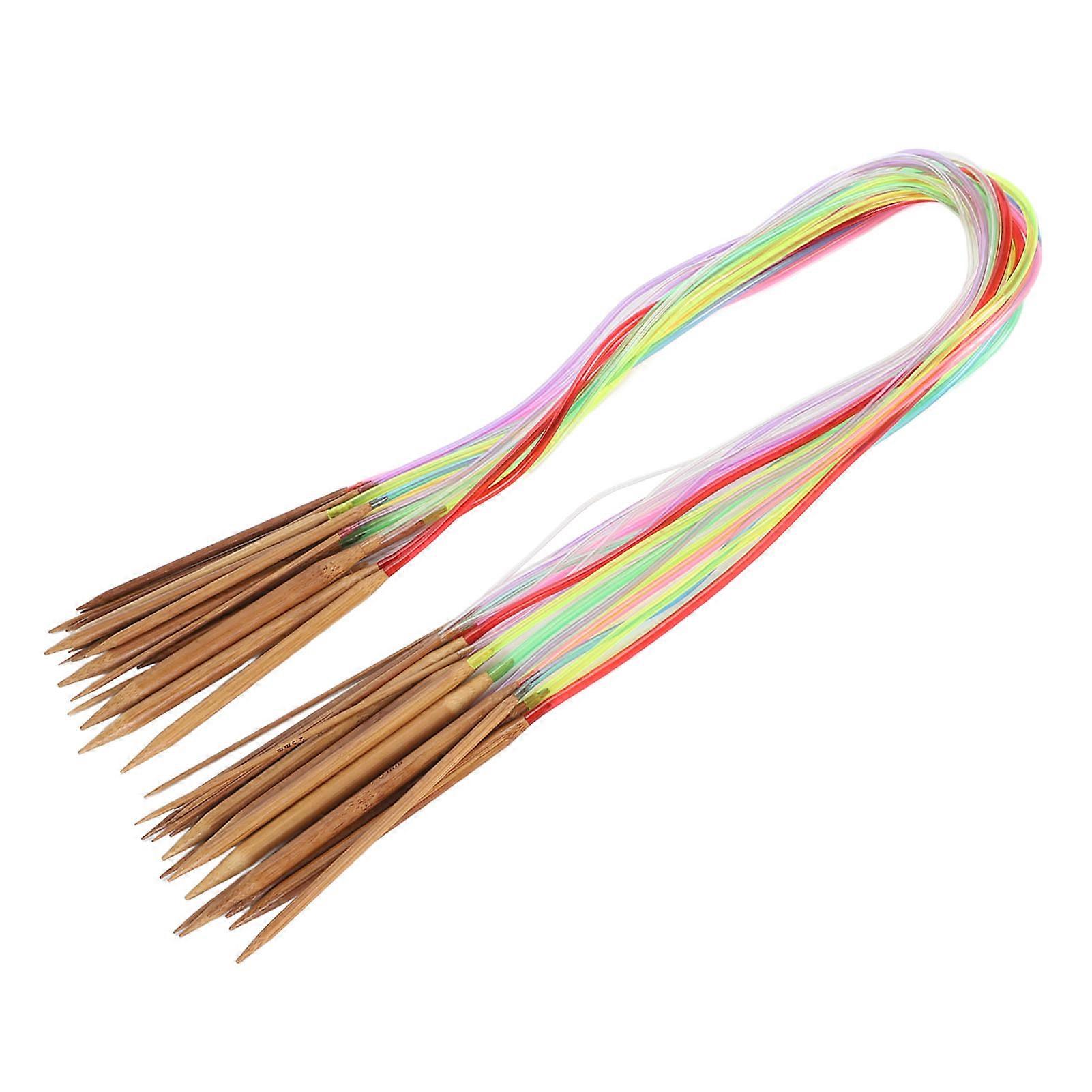 18 Pcs Circular Knitting Needle 2 To 10mm Double Pointed Carbonized Bamboo Round Knitting Needles