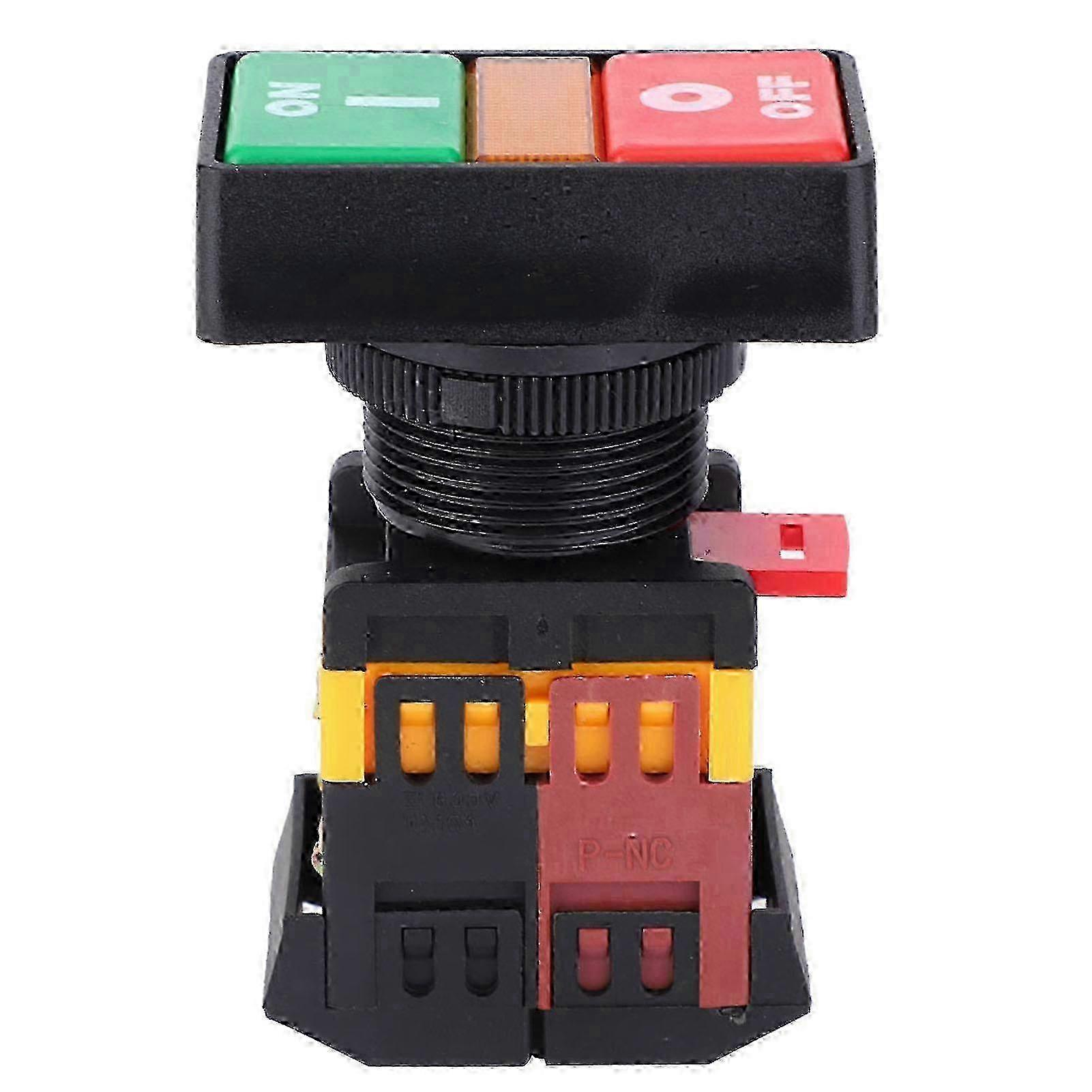 Double Push Button Switch with LED Light On Off Momentary Button (380VAC)