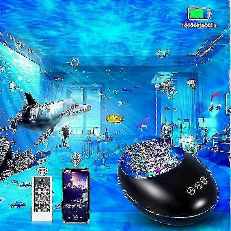 Projector Night Light with Remote Control and Timer, USB Rechargeable, Bluetooth Projector Lamp with 8 Color Modes and 8 Nature Melodies for Kids, Adu