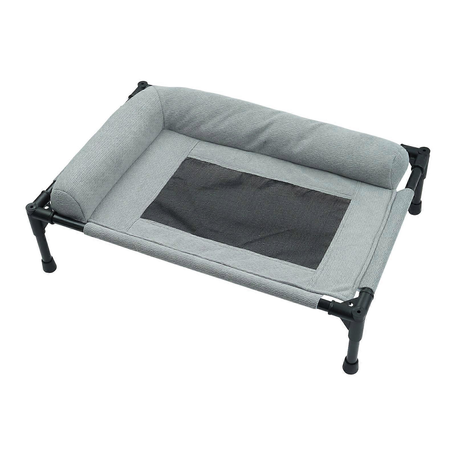 Elevated Cooling Dog Bed With Breathable Mesh and Pillow Chew Resistant Design Washable Pet Cot For Small to Medium Dog  Medium size Grey