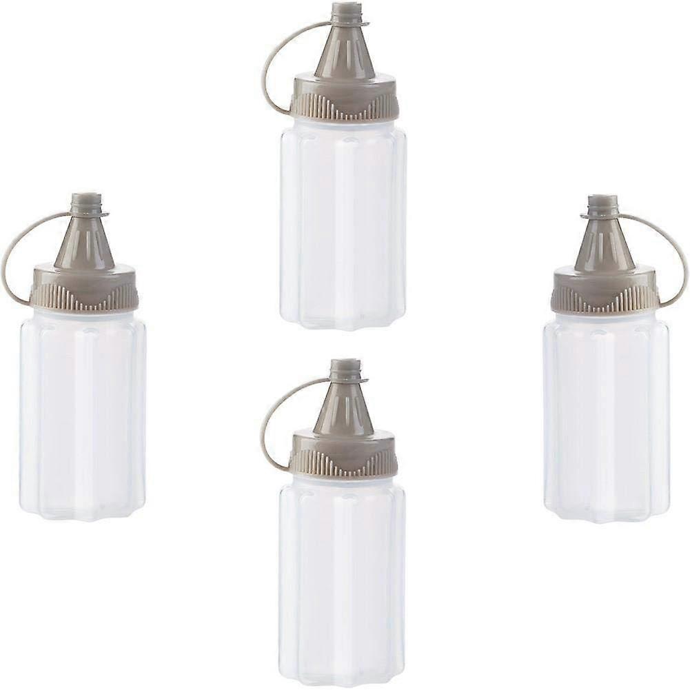 Plastic Squeeze Bottles 4 Piece Set With Twist On Cap Lids For Condiments Oil Sauce Salad Dressing Squirt Bottles