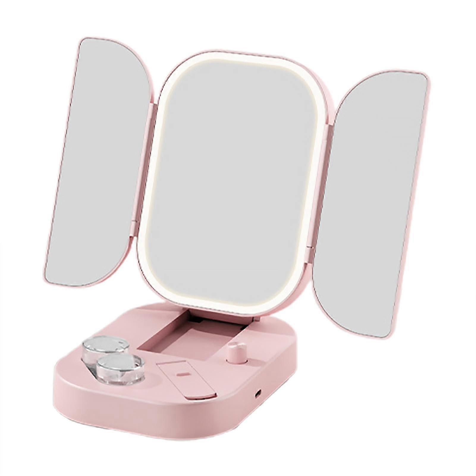 Portable LED Makeup Mirror with Foldable Design for Travel, Braiding, and USB Charging