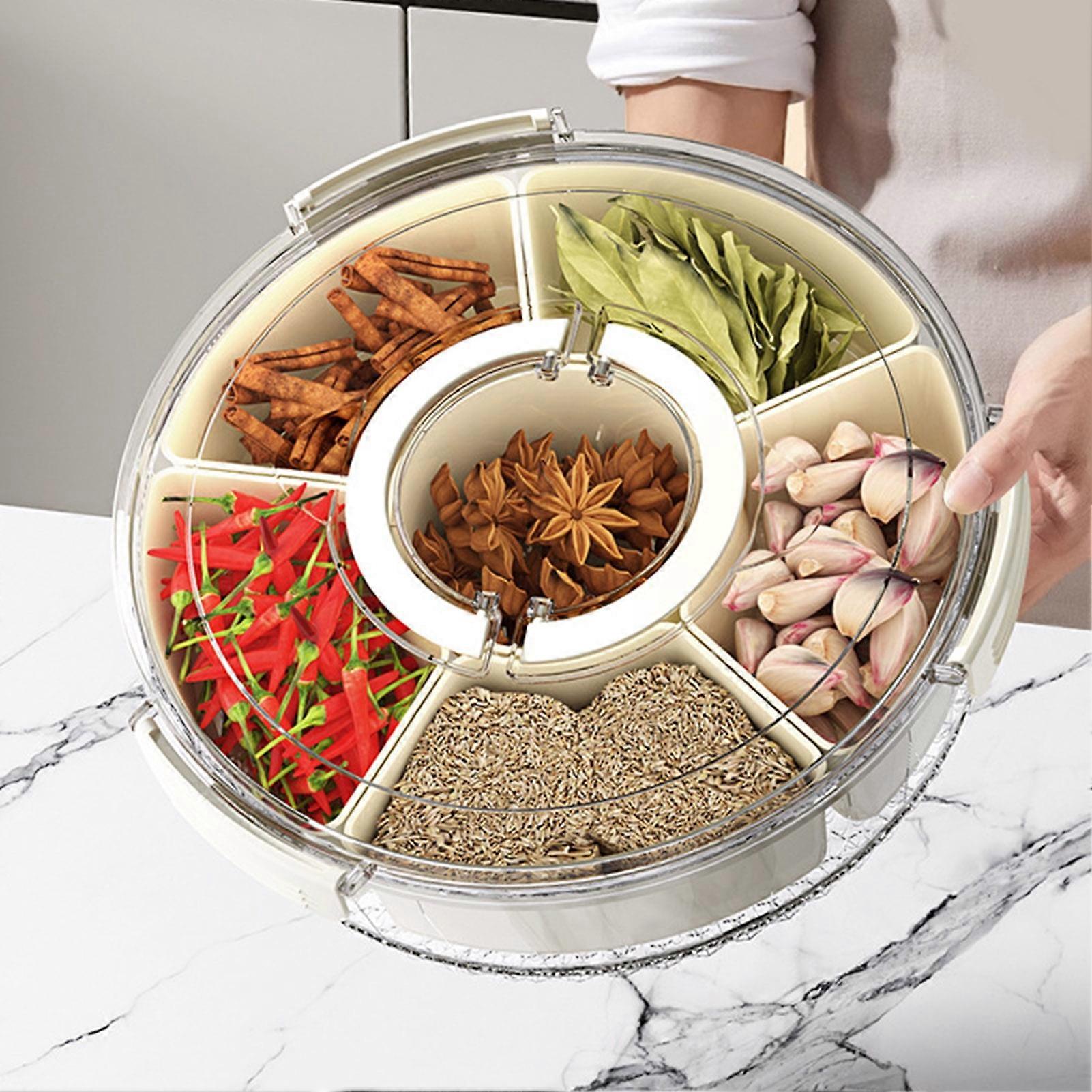 SUSUchens Divided Crisper Box with 6 Grids, Dustproof Transparent Lid, Good Seal, Candy Organizer, Fridge Fruit Storage Case, Serving Tray, Portable