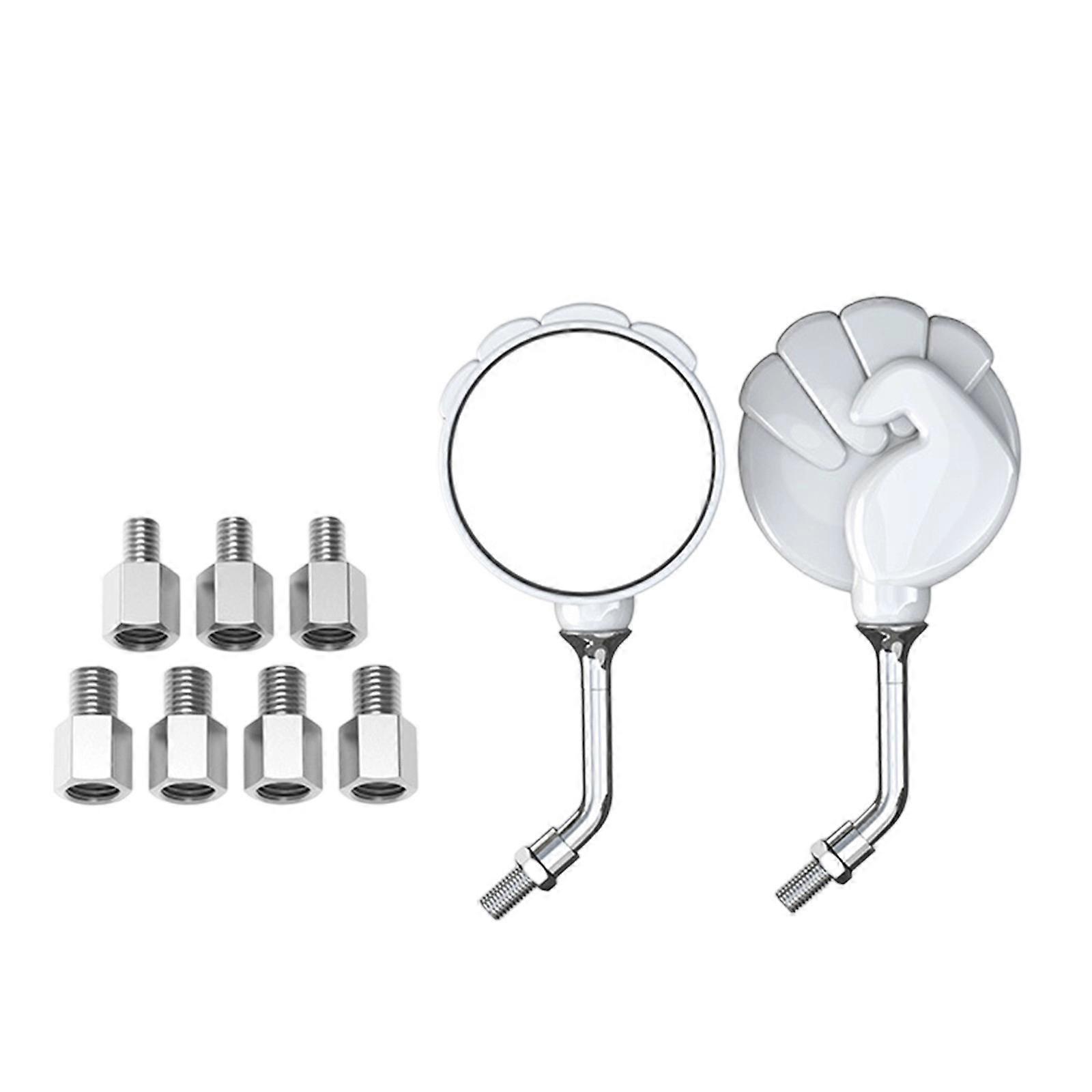 Worldwide Cycle Rearview Glass Oxidation Resistant Metal Stem Expanded Observability Extent Continuous Installation Process  White