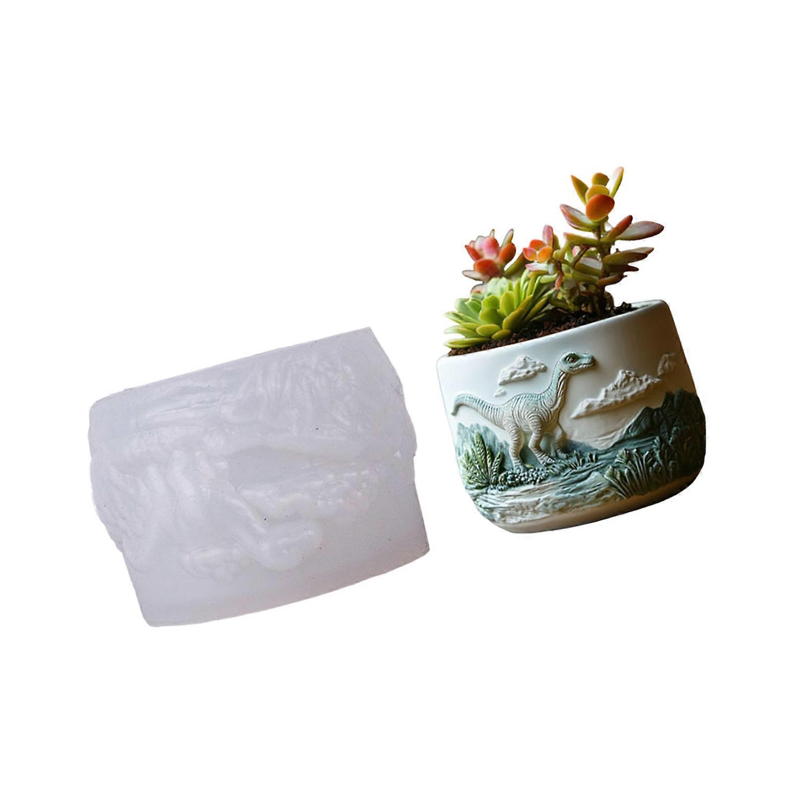 Silicone Dinosaur Planter Mold With Intricate Details For Resin Casting Crafts And Displays Multicolor