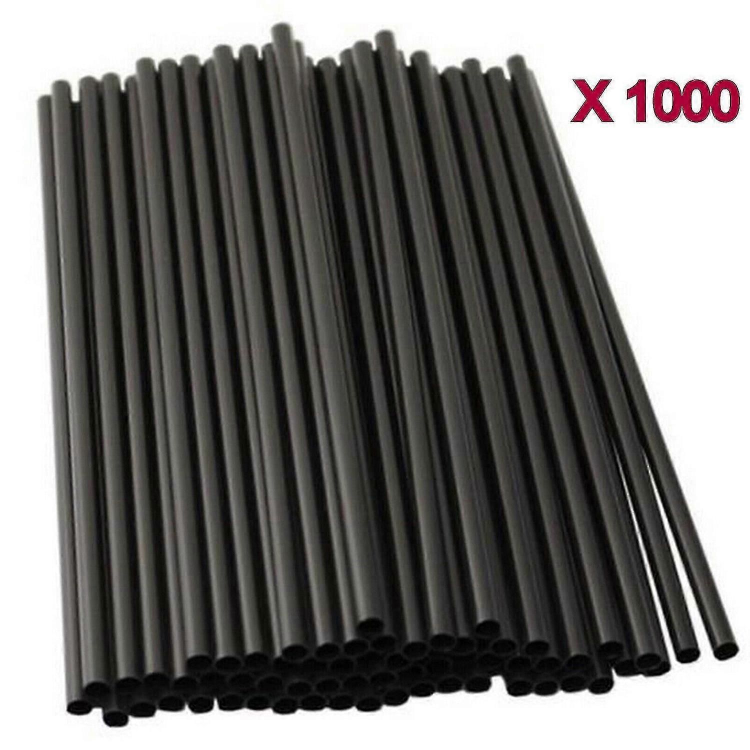 1000Pcs Black Drinking Straw Plastic Disposable Party Straws Straight Tableware