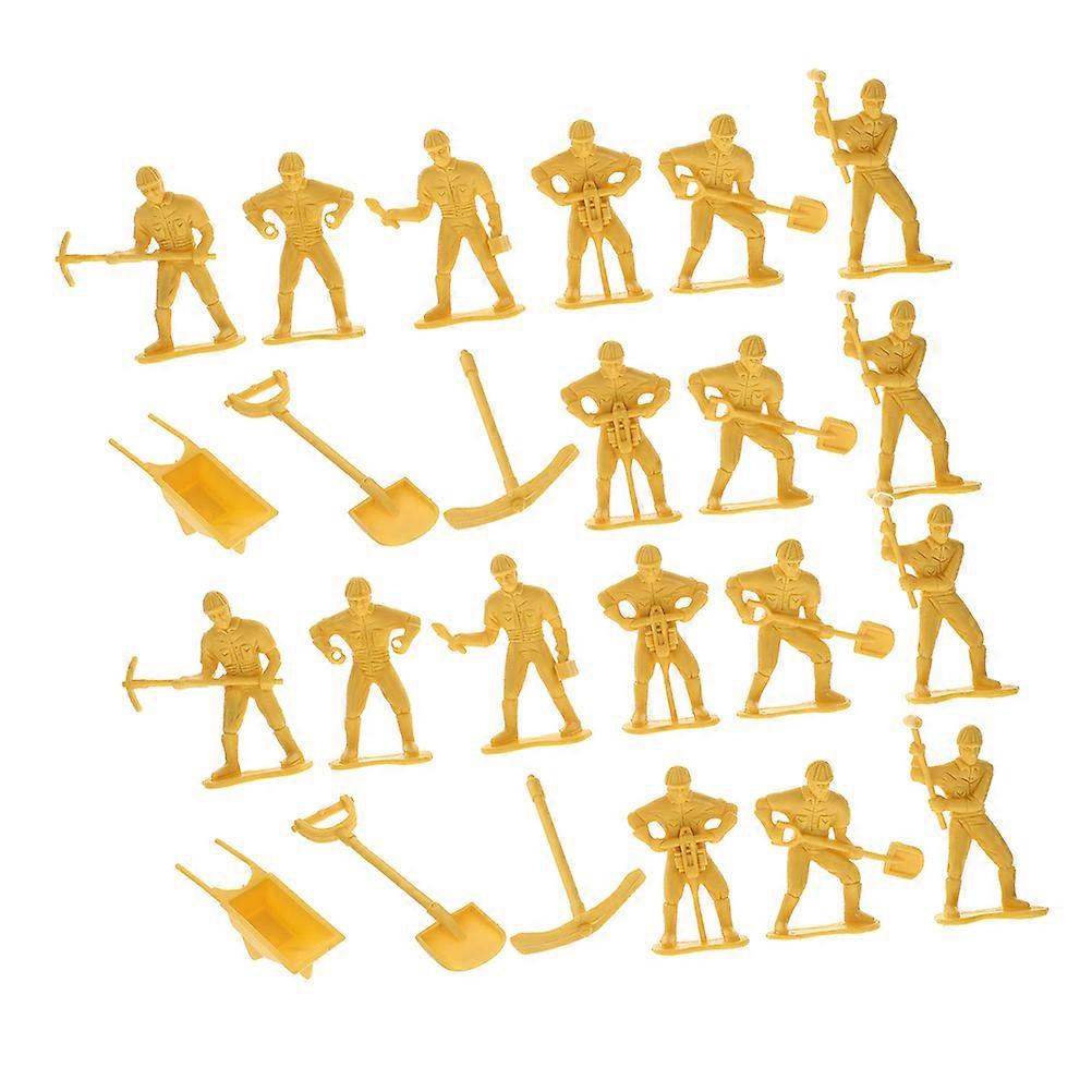 Toy Construction Tools Realistic Miniature Figures For Kids Teamwork Development 63Pcs Yellow