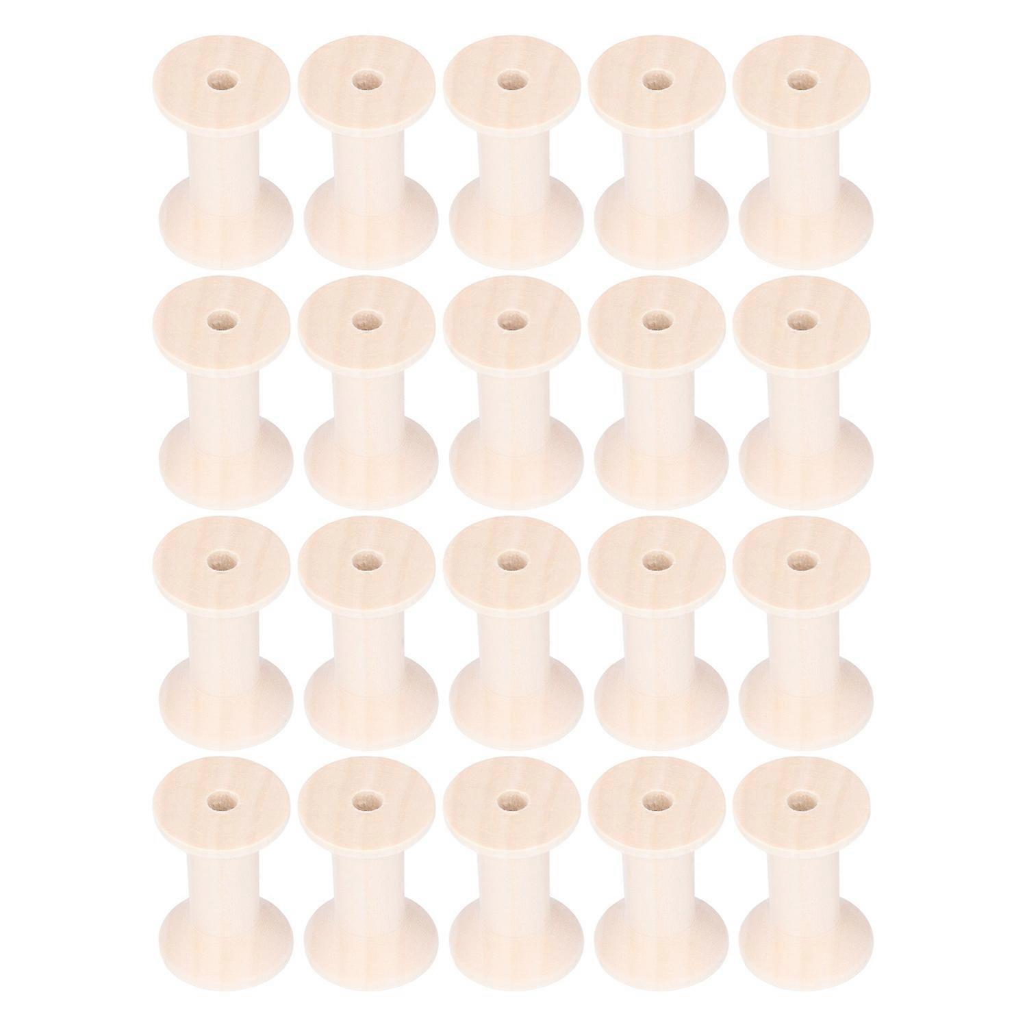 20pcs Wooden Spools Environmentally Friendly Sturdy Structure DIY Making Reliable Durable Sewing Sup