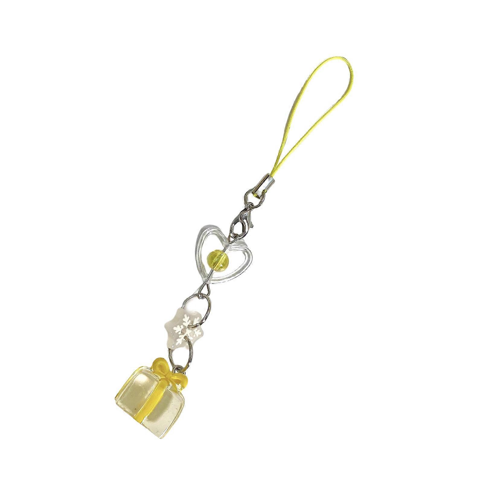 Festive Snowflake Crystal Phone Strap Stylish Crystal Snowflake Phone Chain with Gift Box Accessory For Everyday Use  Yellow