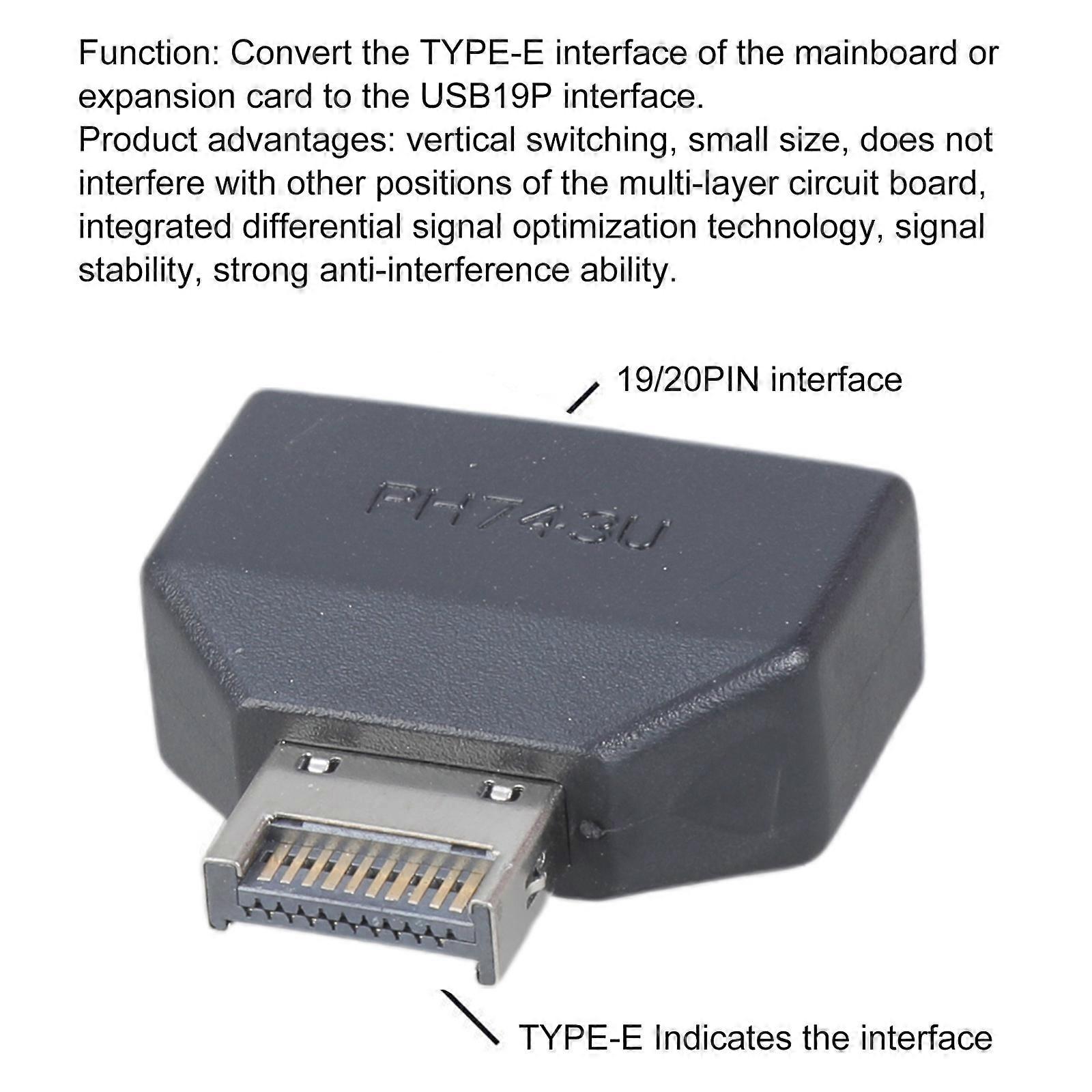 Vertical USB 3.2 TypeE Motherboard Adapter, 20 Pin USB 3.0 Header Converter Cable Multicolor