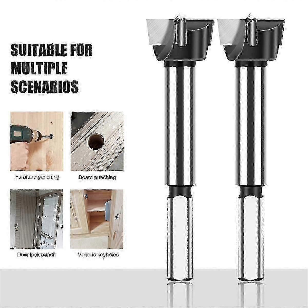 Triangular Shank Carbide Wood Drill Bits Wood Hole Opener Hinge Hole Opening Tool Flat Wing Drill