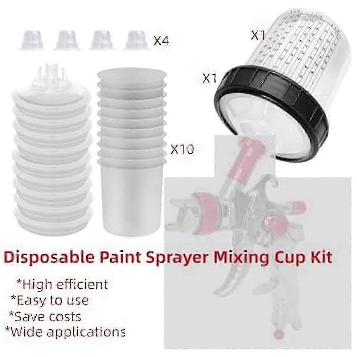 810Ml Visual Spray Tank, Hard Cup with Scale and Holder and Lid for Spray Gunfiltration System, 4 C