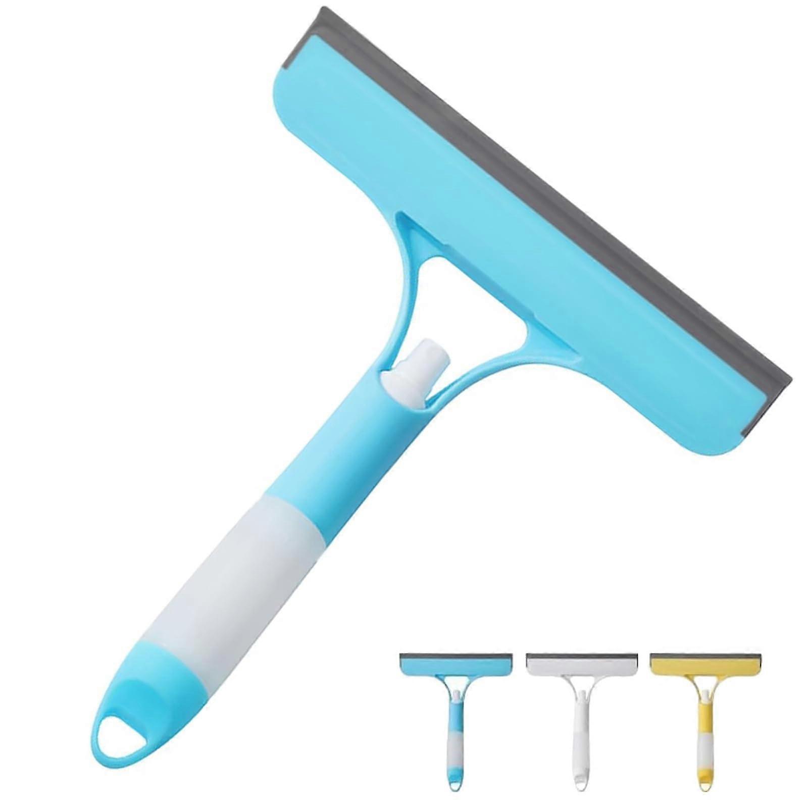 Window Squeegee Cleaner with Spray Bottle and Brush for Glass, Mirrors, Car and Home (Blue)