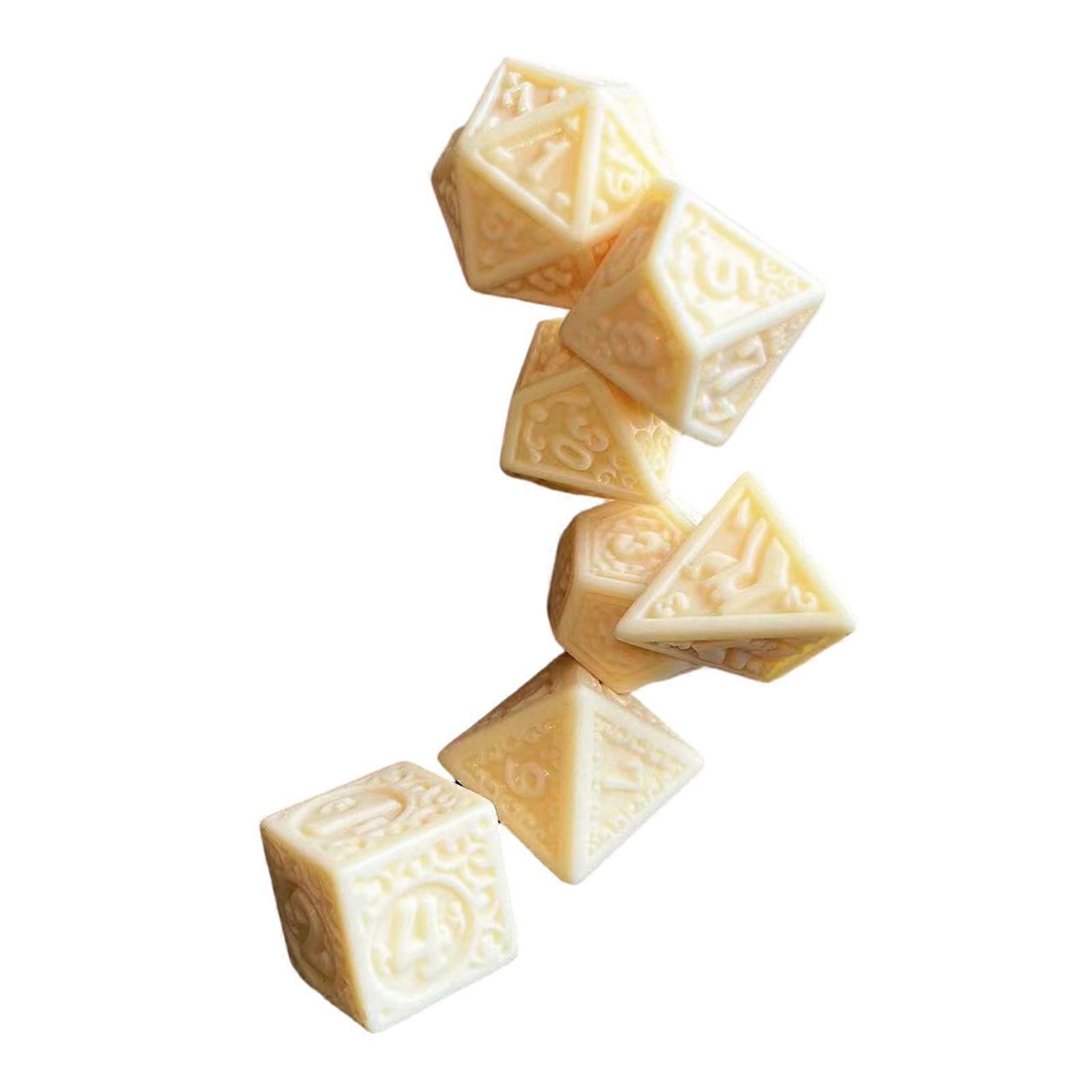 7pcs Polyhedral Dices DND Dices Set Great for Dungeon and Dragon, Role Playing Table Game Perfect Gift for Gaming Fan  Teeth yellow