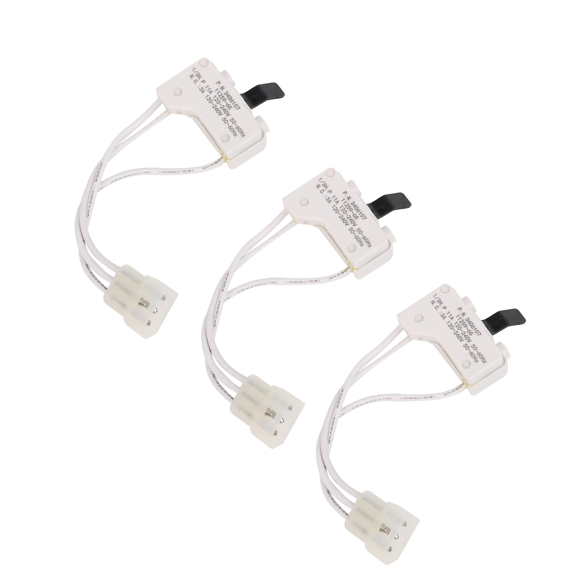 3Pcs 3406107 Dryer Door Switch Part Replacement for Whirlpool LER5620KQ0